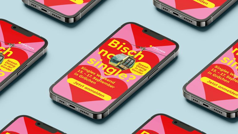 Visueller Auftritt für den Event «Singles Weekend» in Grächen